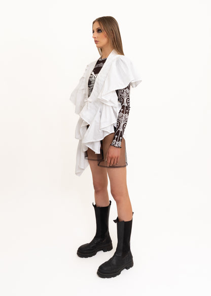 Cotton pleated angel wing shirt