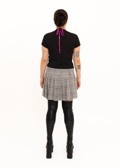 Off Cut Tee- Black + BB Exclusive hot pink silk