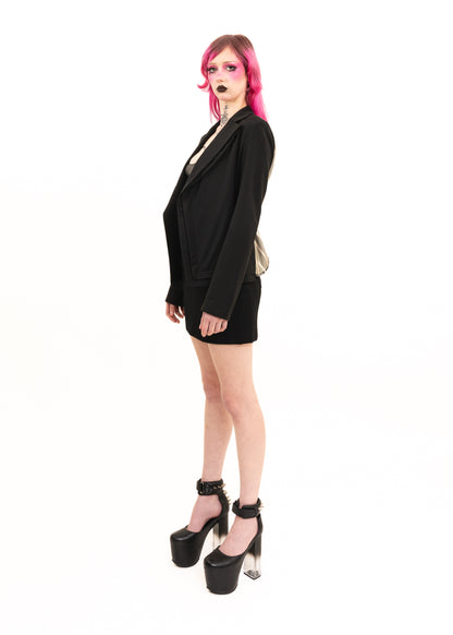 Blazer with contrast silk back
