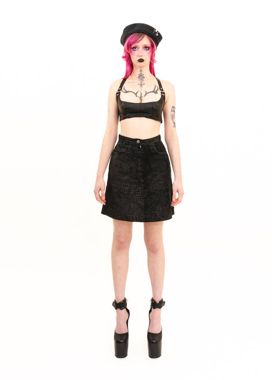 90s vintage scoop neck leather bra