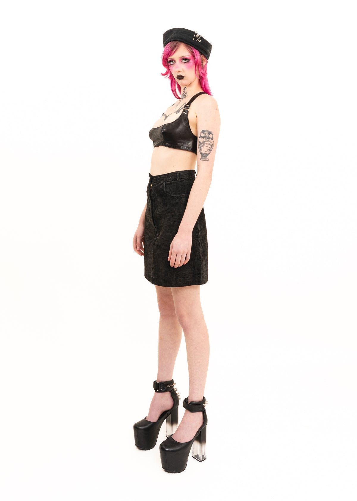 Embossed suede monogram mini skirt