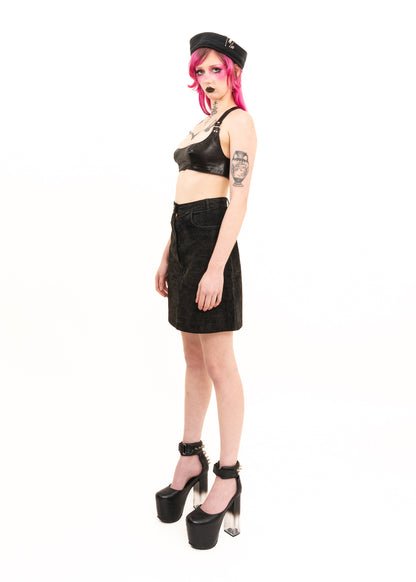Embossed suede monogram mini skirt