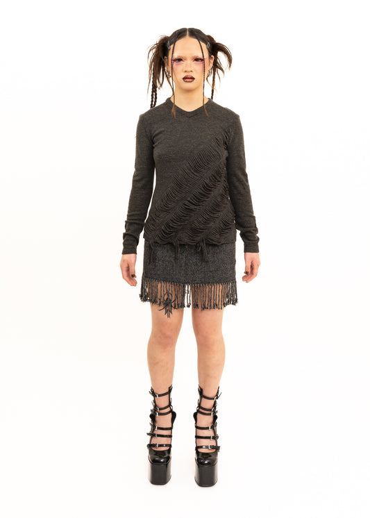 Fringed knit jumper
