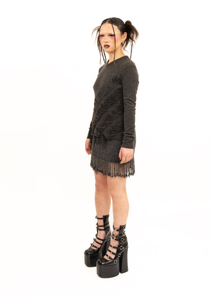 Japanese 2000s vintage fringe trim mini skirt