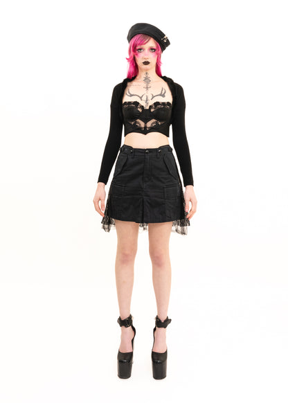 Cargo mini skirt with lace back