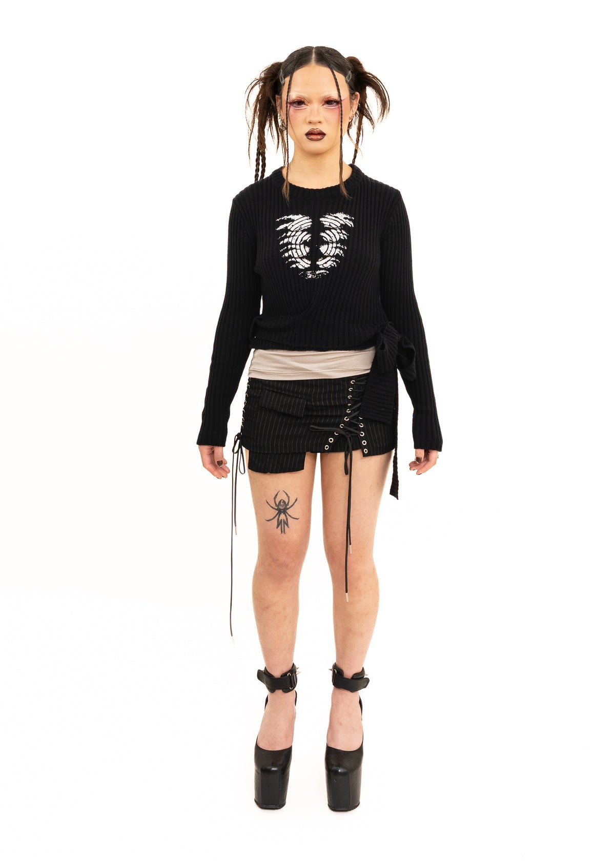 Screen printed cropped knit jumper