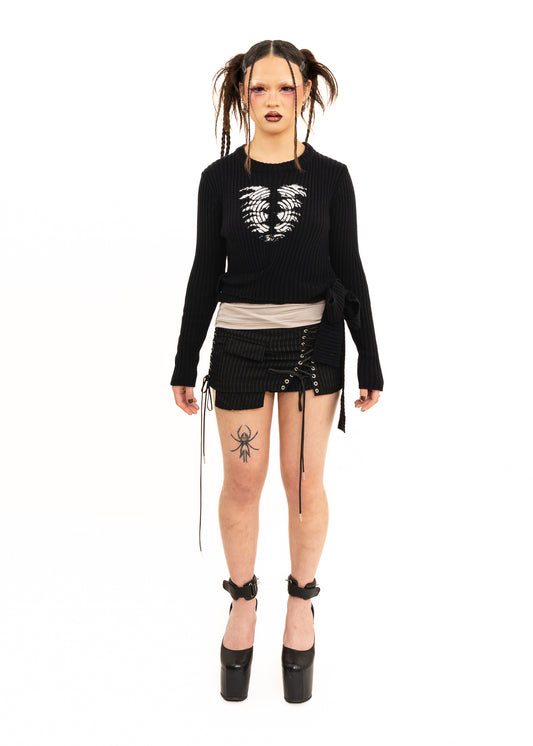 Screen printed cropped knit jumper