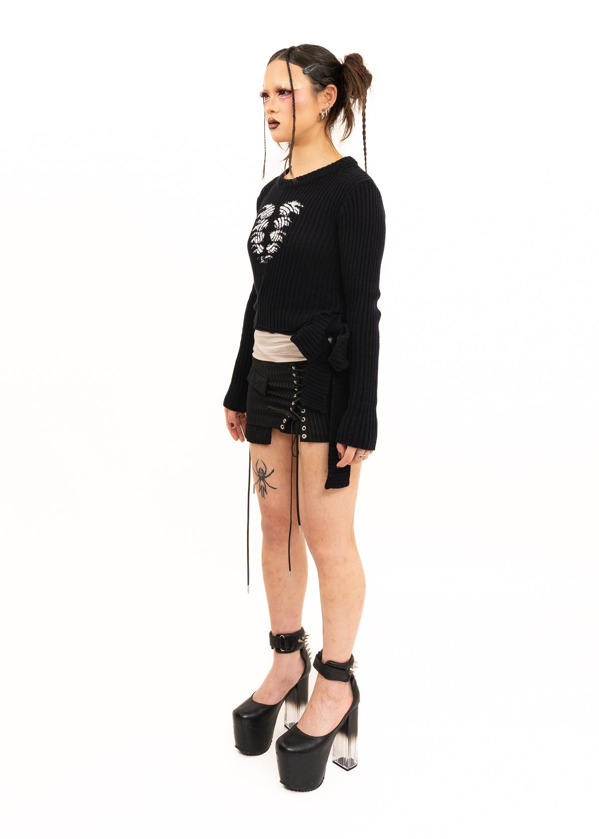 Screen printed cropped knit jumper