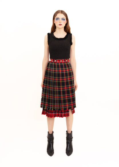 Upcycled kilt spliced skirt