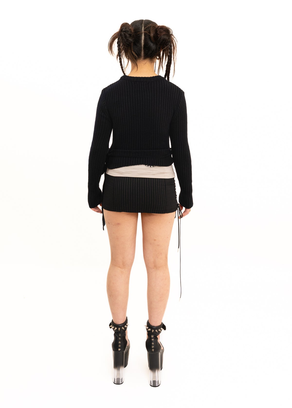 Screen printed cropped knit jumper