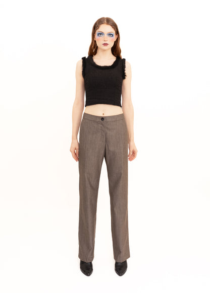 Tailored trousers in cotton/ wool suiting