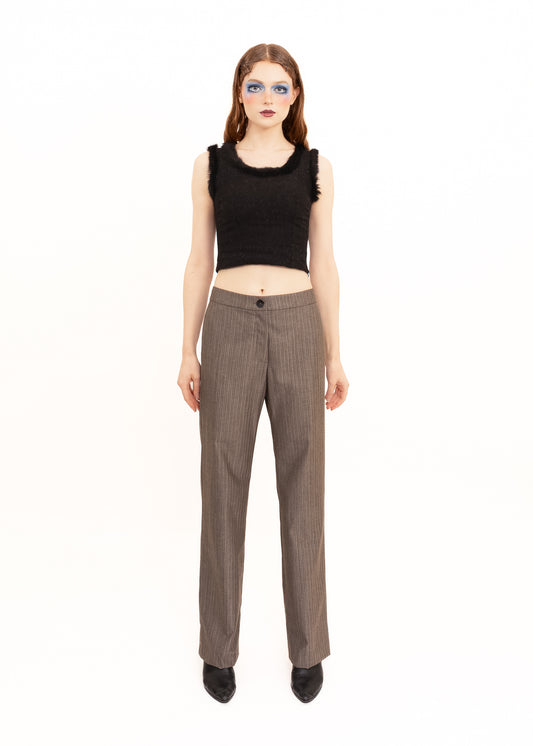 Tailored trousers in cotton/ wool suiting