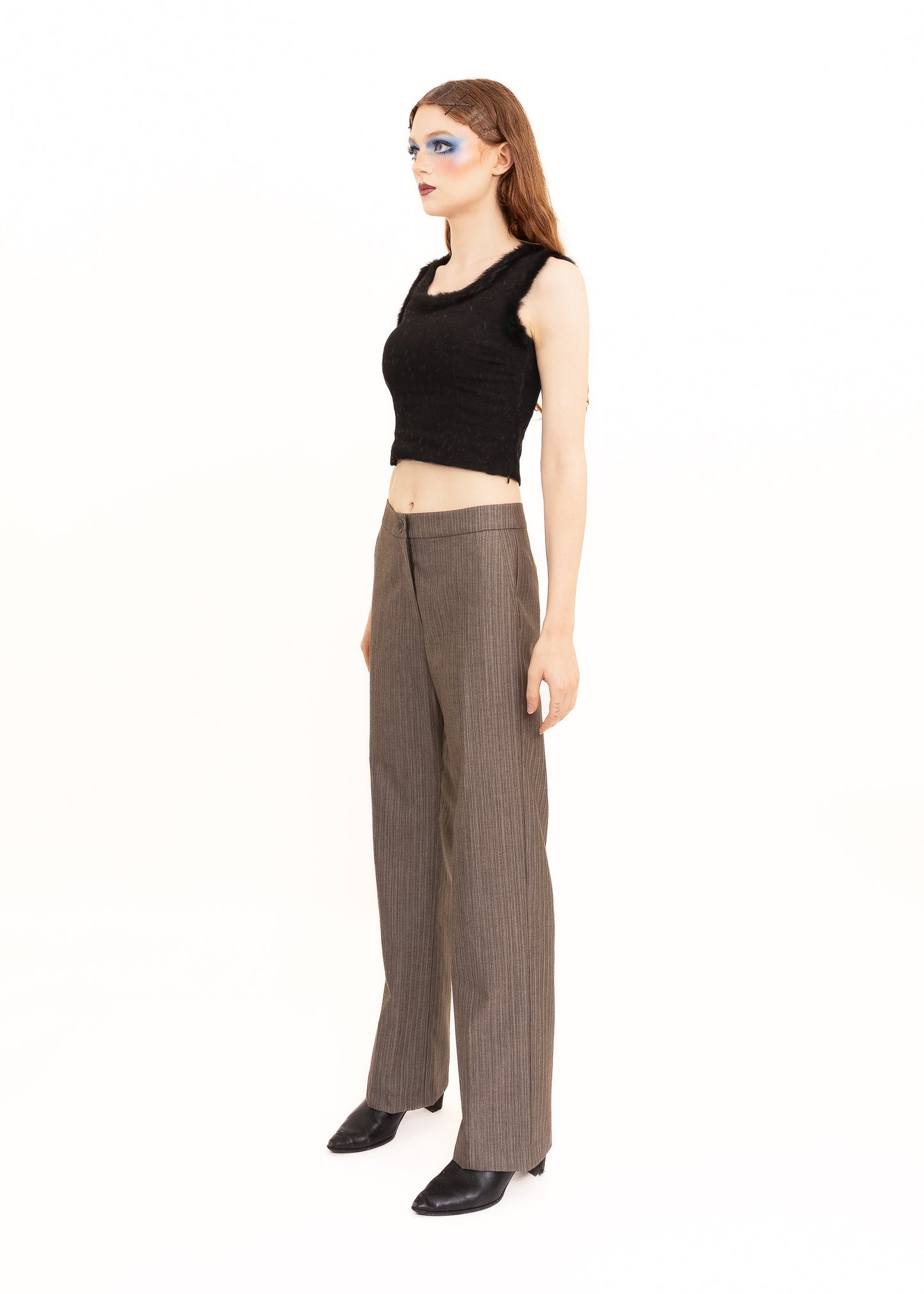 Tailored trousers in cotton/ wool suiting