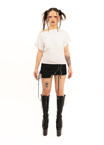 Lace up micro skirt