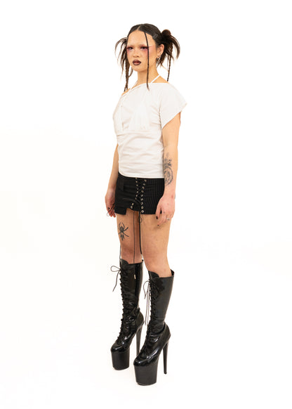 Lace up micro skirt