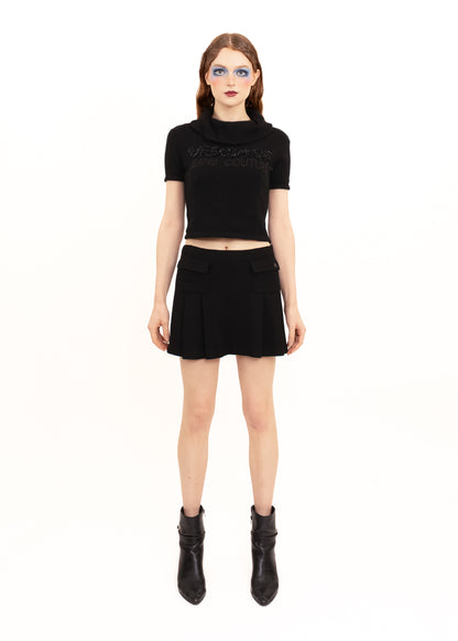 Roll neck mohair knit with sparkly logo appliqué