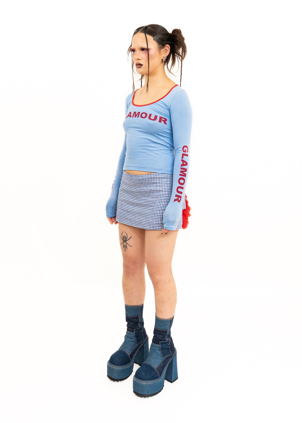 Bustle mini skirt- blue/ white gingham