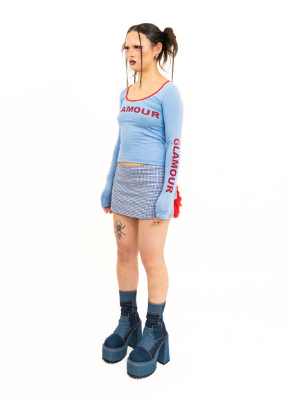 Bustle mini skirt- blue/ white gingham