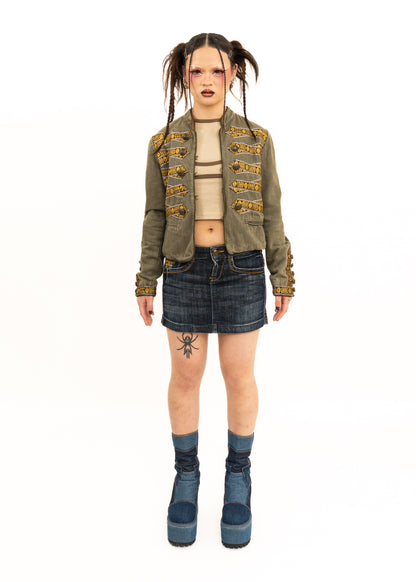 Butterfly embroidered denim mini skirt