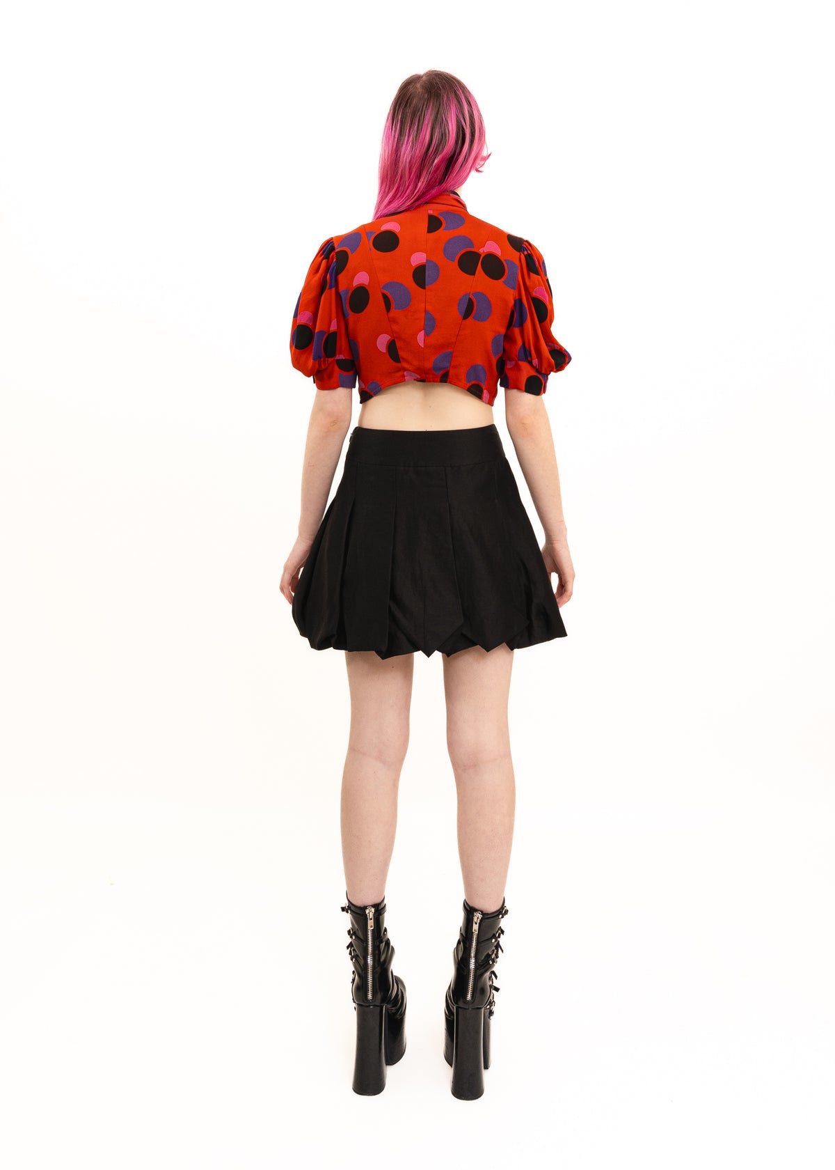 Sample silk pussybow polka dot blouse