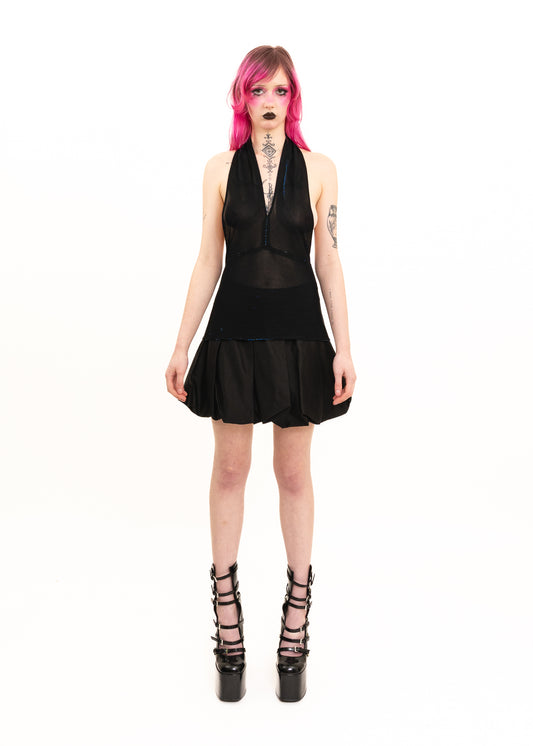 Iridescent colour shift sheer halter top