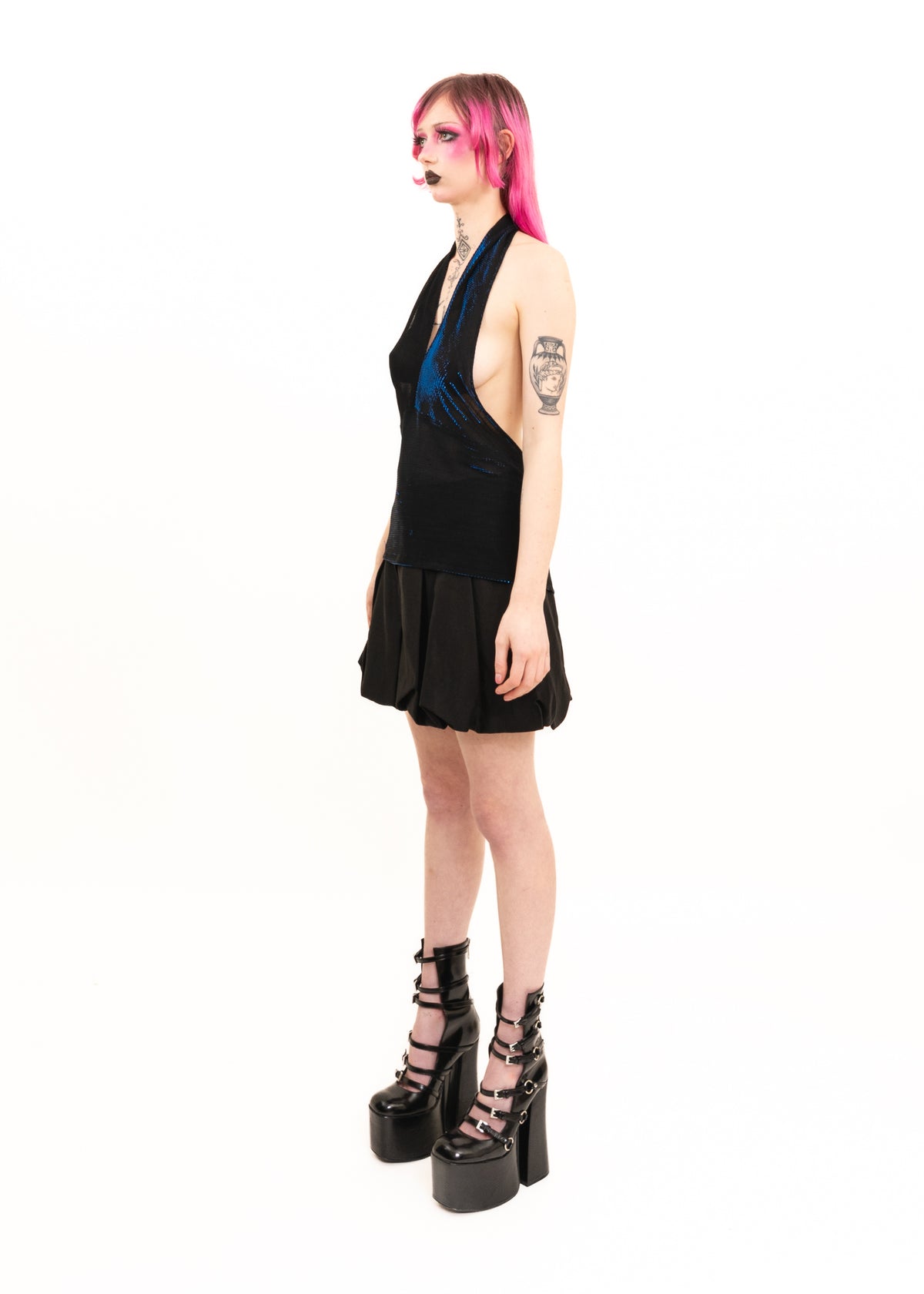 Iridescent colour shift sheer halter top