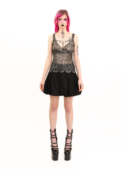 Zambesi silver metallic foil coated lace cami