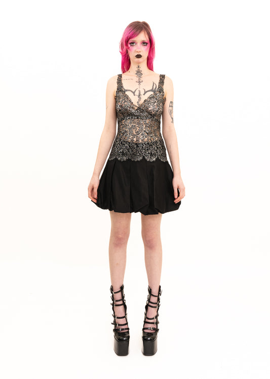 Silk blend bubble skirt