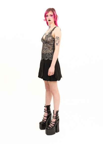 Zambesi silver metallic foil coated lace cami