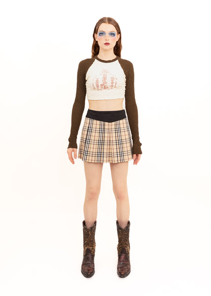 Pleated novacheck tartan mini skirt