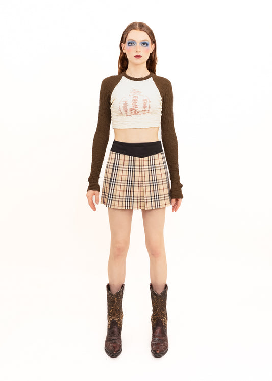 Pleated novacheck tartan mini skirt