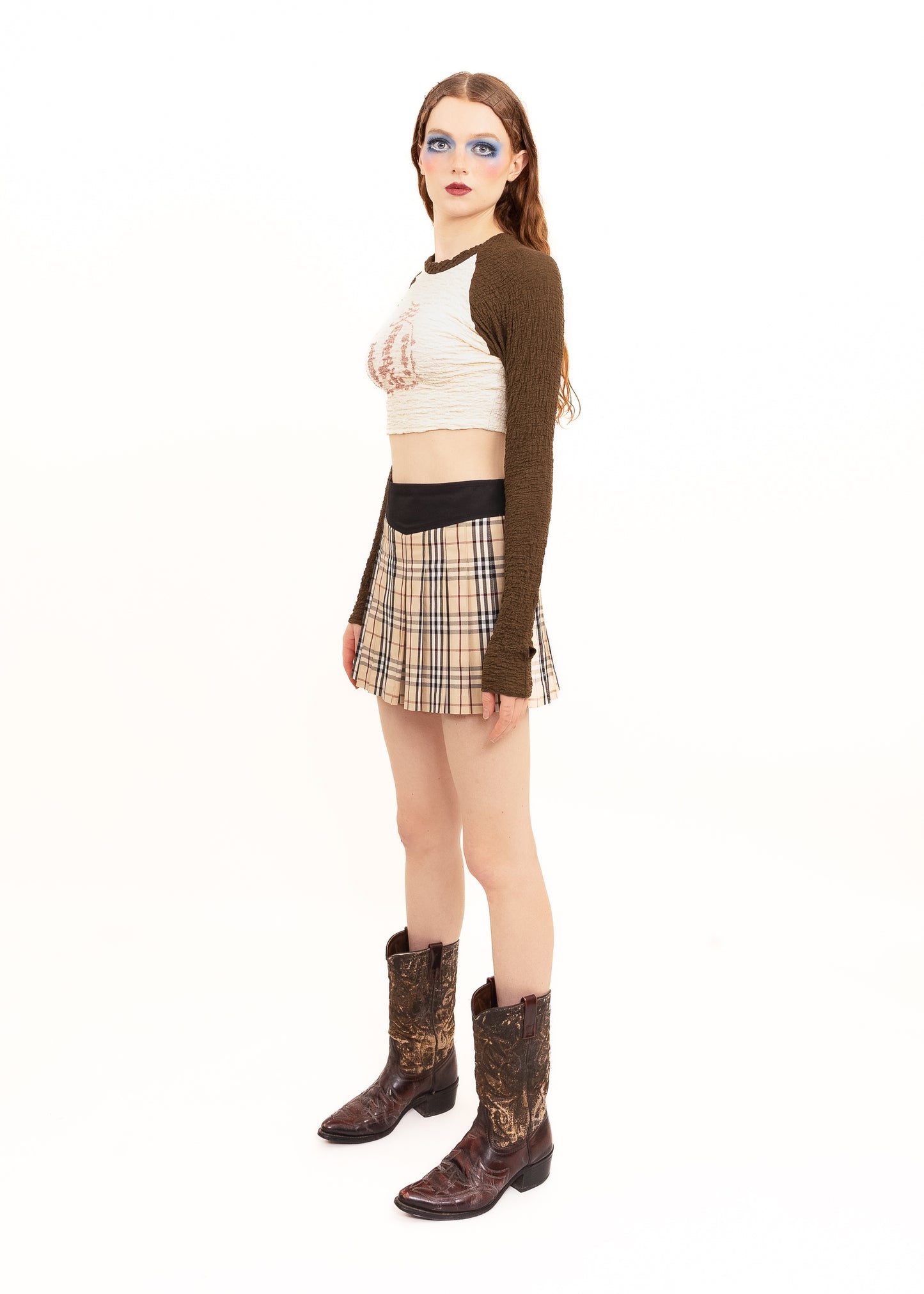 Pleated novacheck tartan mini skirt