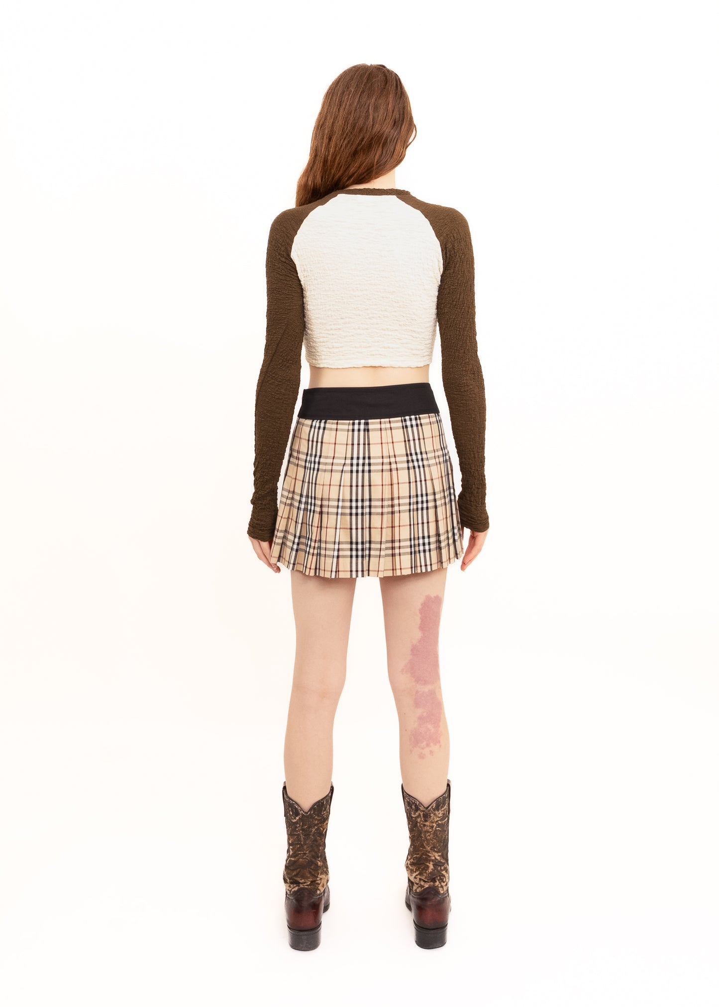 Pleated novacheck tartan mini skirt