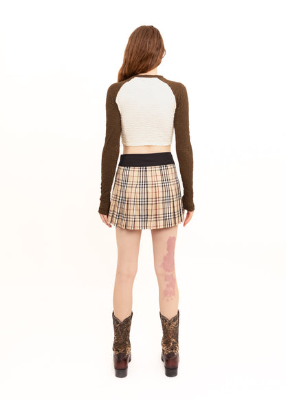 Pleated novacheck tartan mini skirt