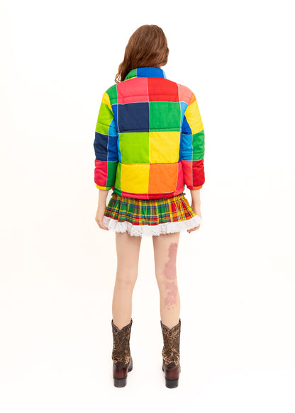 Technicoloured puffer jacket