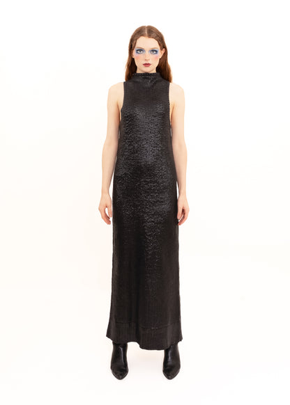 Gloss coated knit maxi dress