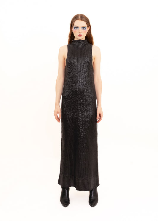 Gloss coated knit maxi dress