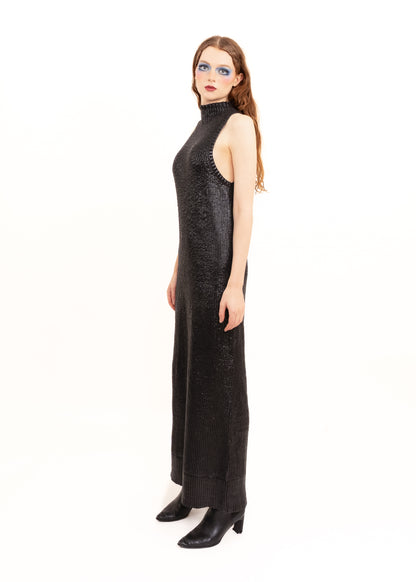 Gloss coated knit maxi dress