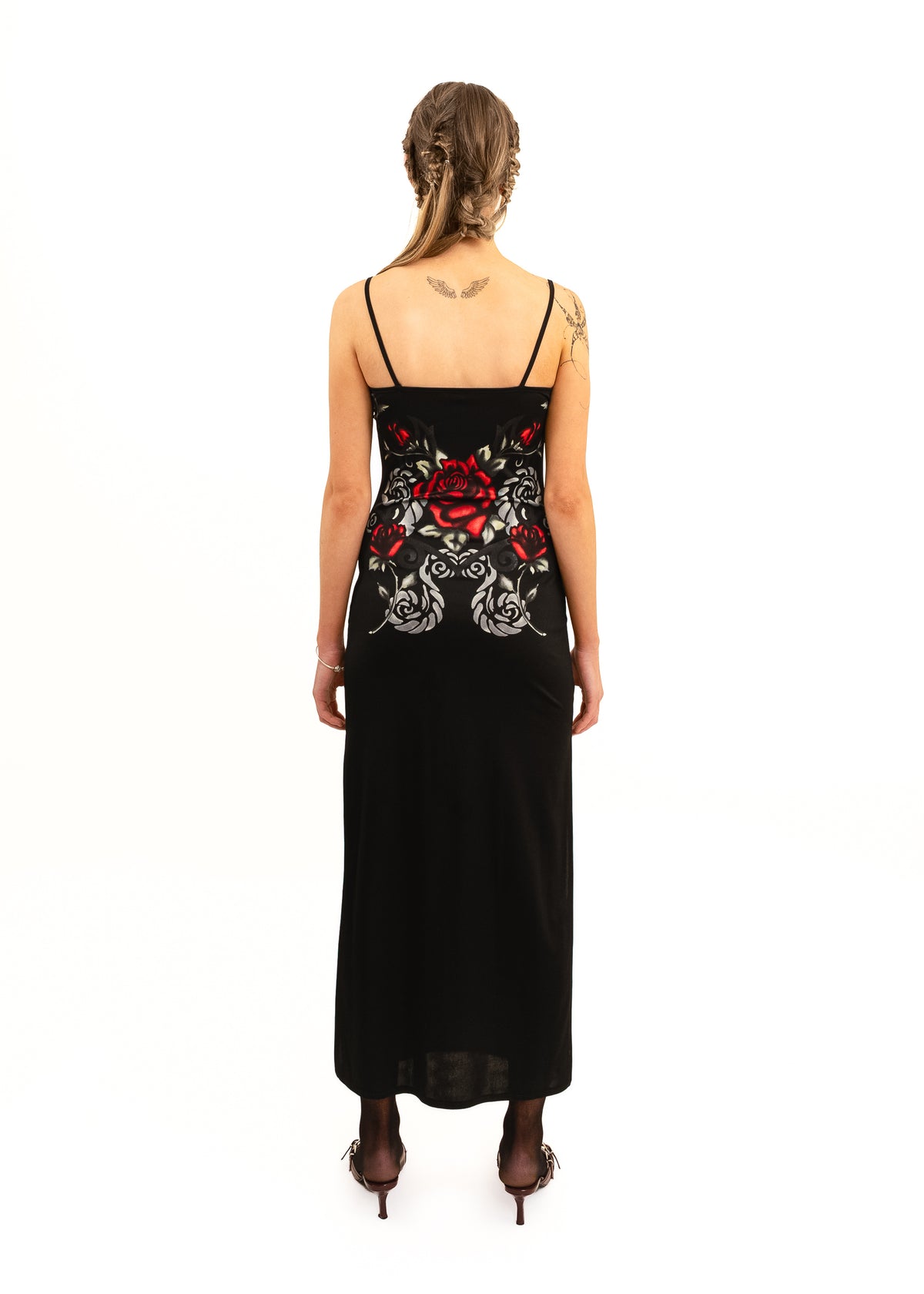 Rose screen printed slip dress