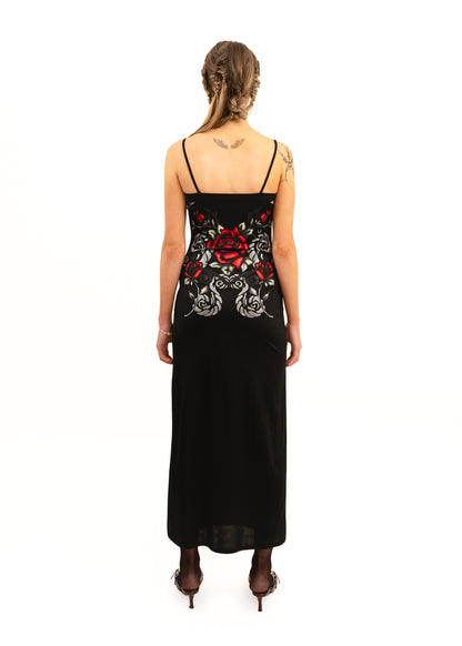 Rose screen printed slip dress