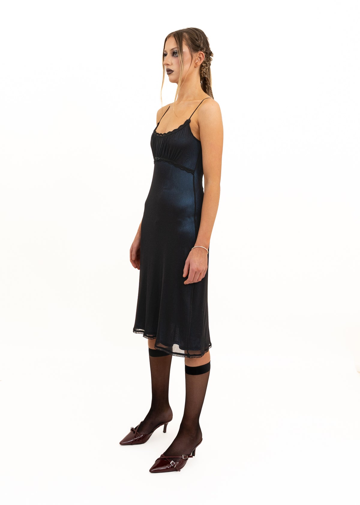 90s babydoll slip dress- blue