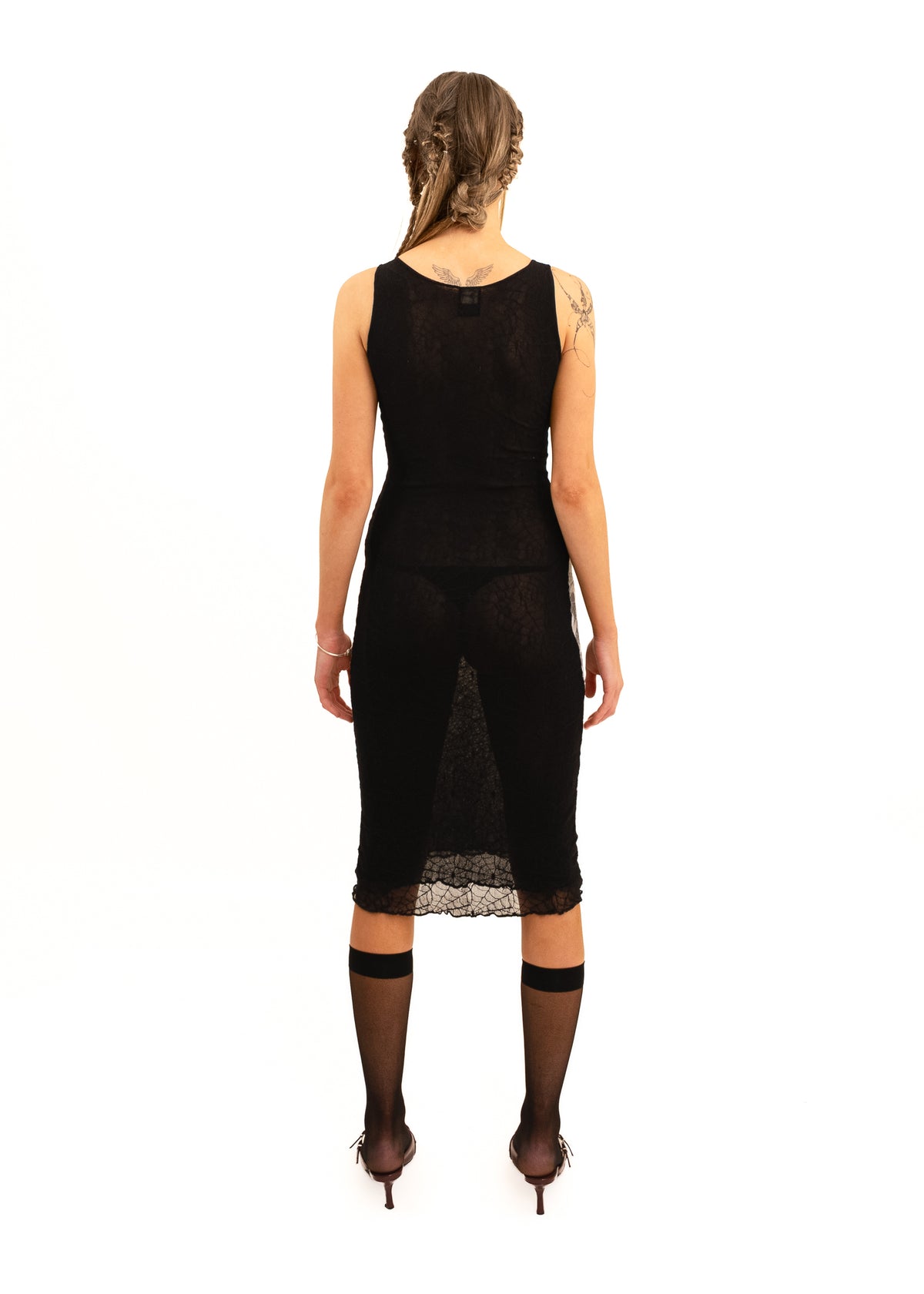 Theda Bara print mesh bodycon dress