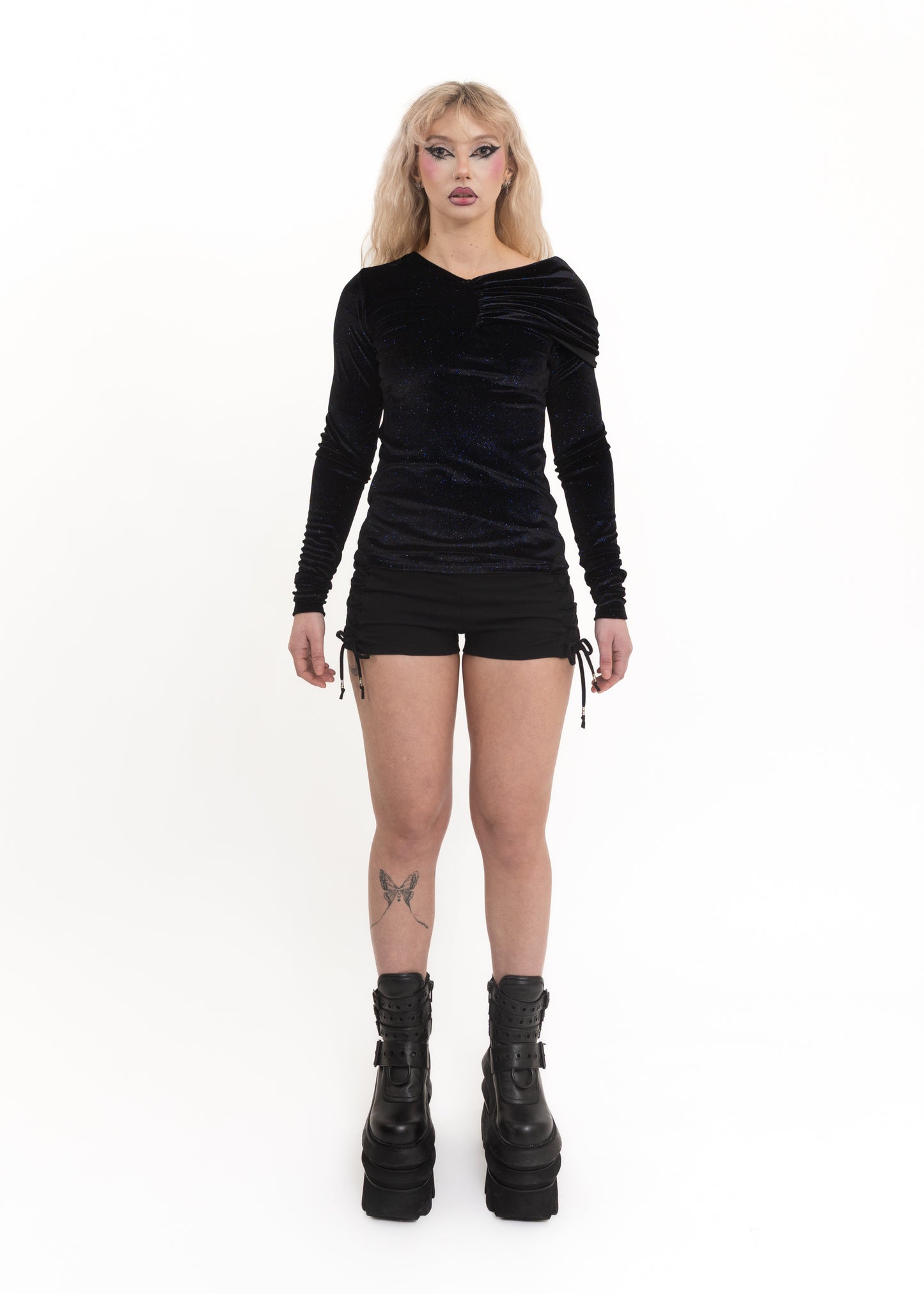 Synthetica off shoulder glittery velvet top *Archive*