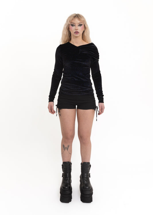 Synthetica off shoulder glittery velvet top *Archive*