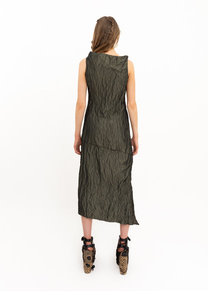 Bias cut crinkle textured dress