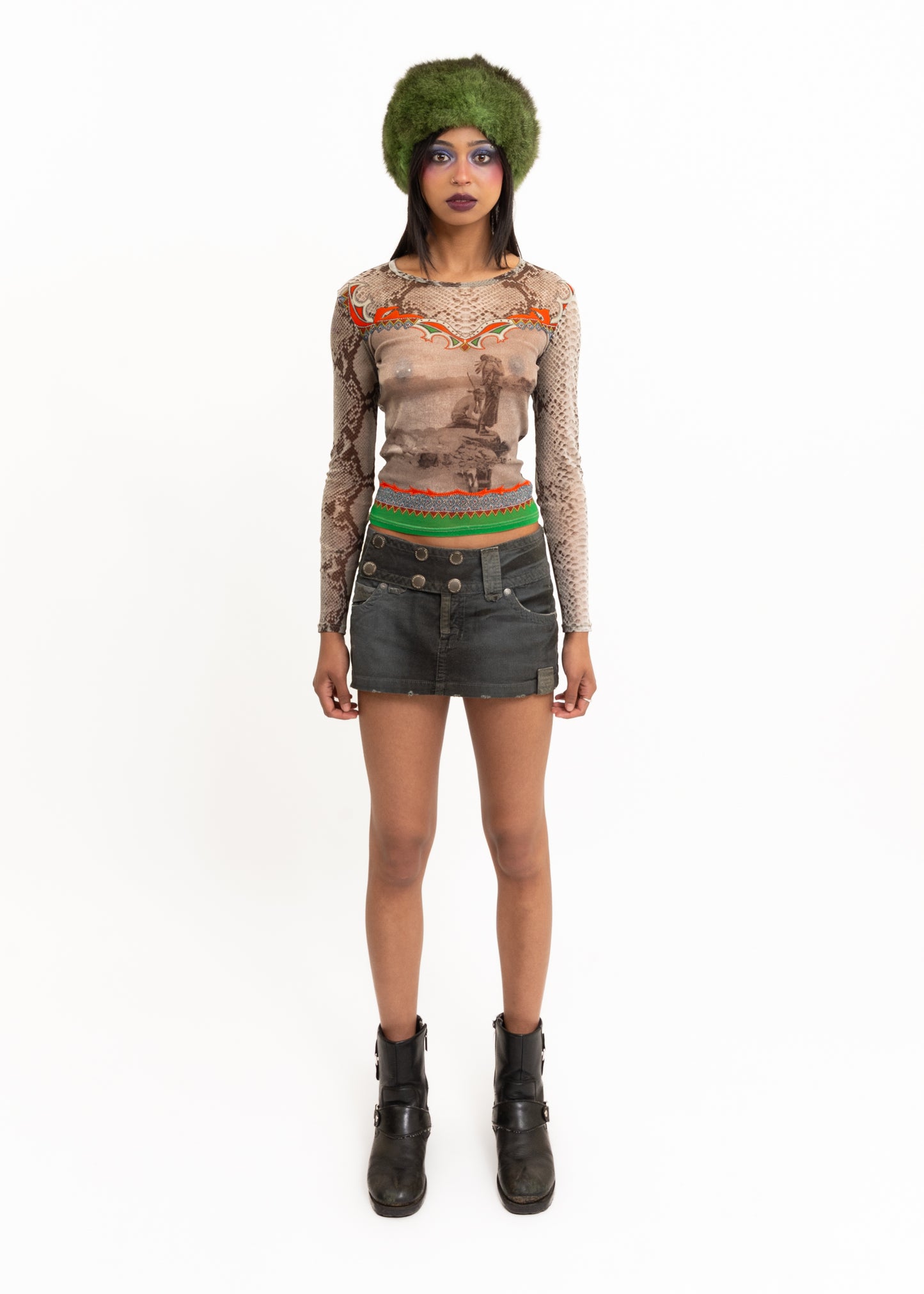 90s vintage graphic mesh top