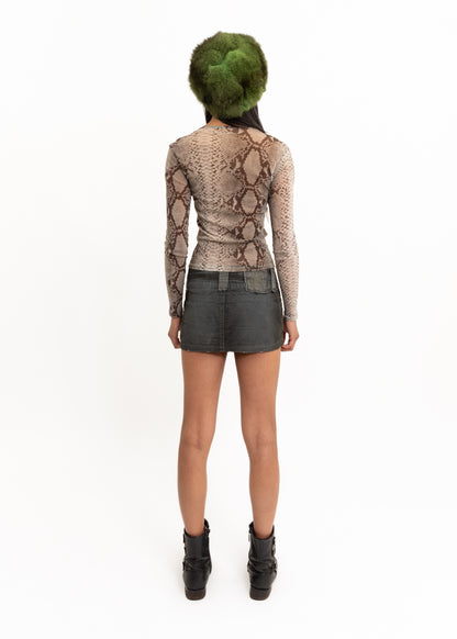 Distressed corduroy micro mini skirt