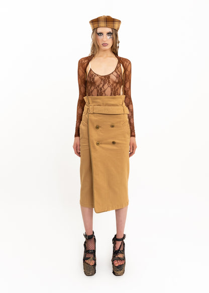 Trench coat midi skirt