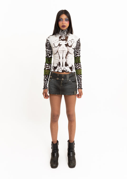 Lilith inverse screen printed mesh top