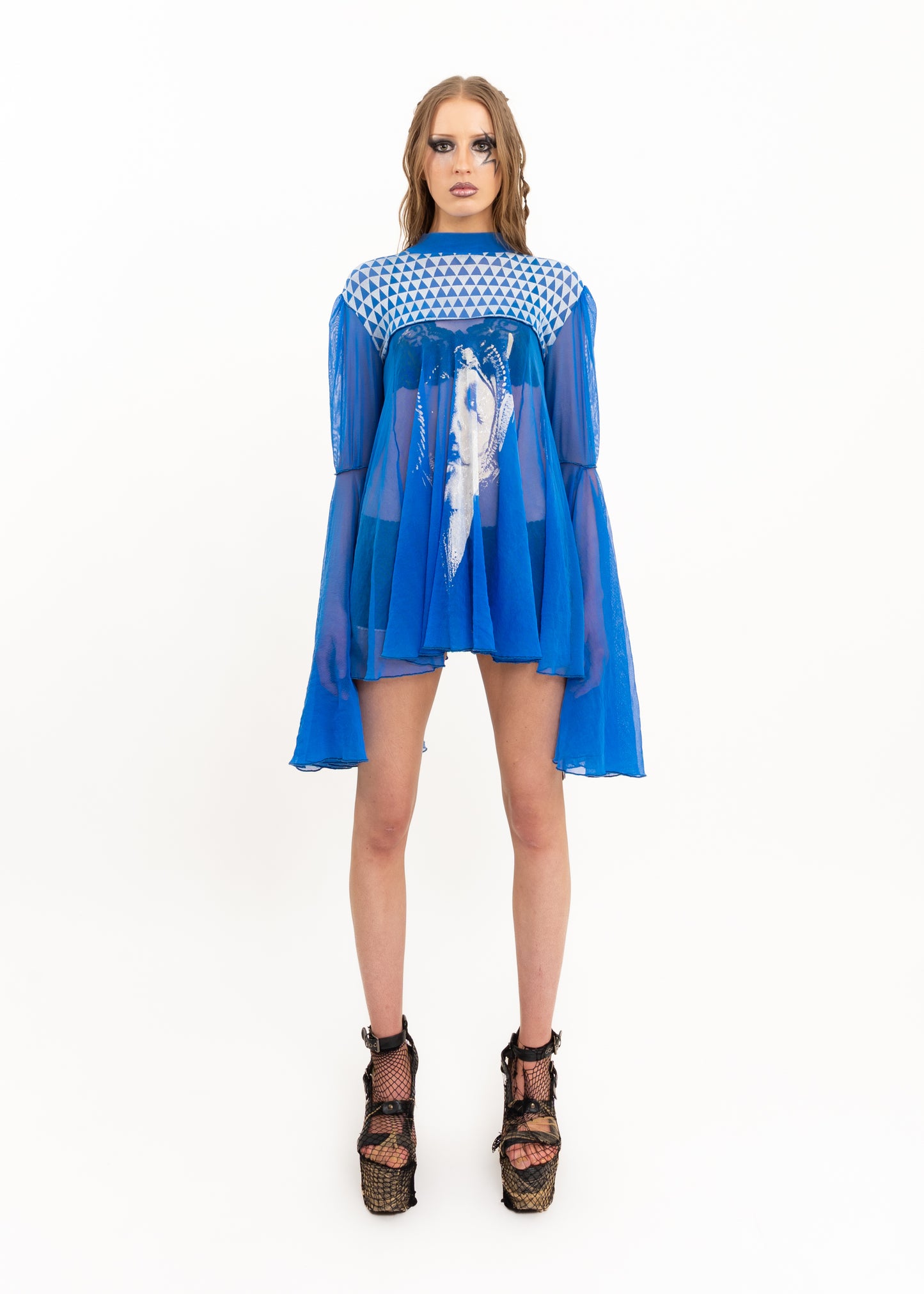 Batwing mesh tunic/ mini dress
